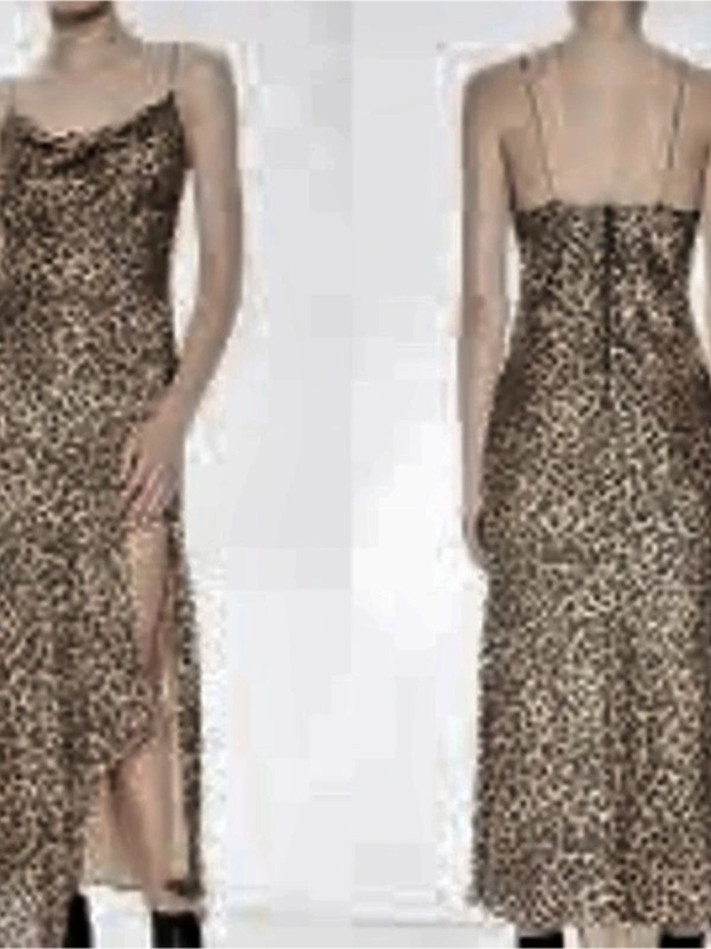 Alice + Olivia Harmony Drapey Slip Dress Leopard Midi